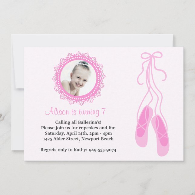 Ballerina Birthday Party Invitation (Front)