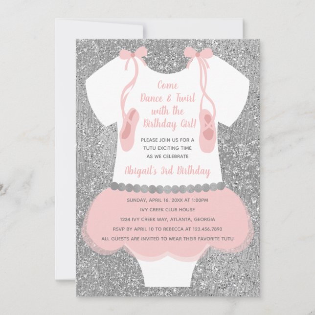 Ballerina Birthday Party Invitation (Front)