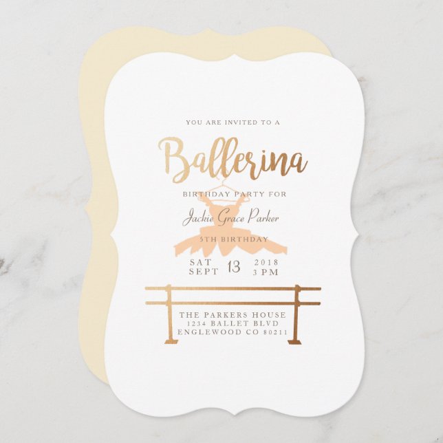Ballerina Birthday Party Invite (Front/Back)
