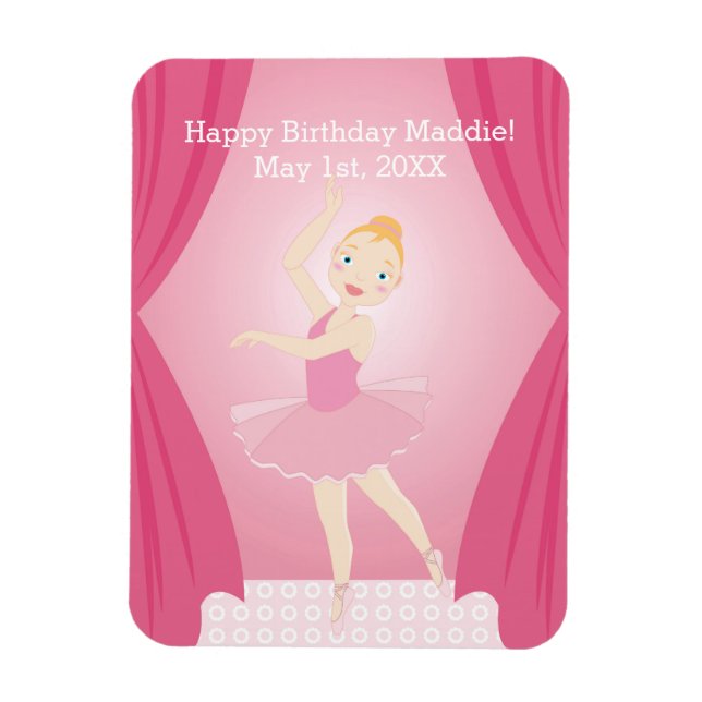 Ballerina birthday party magnet (Vertical)