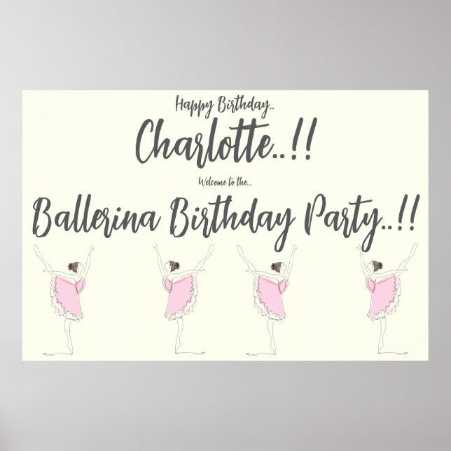 Ballerina Birthday Party Poster (Front)