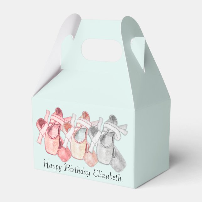 Ballerina Birthday Pink Toe Shoes Favour Box (Front Side)