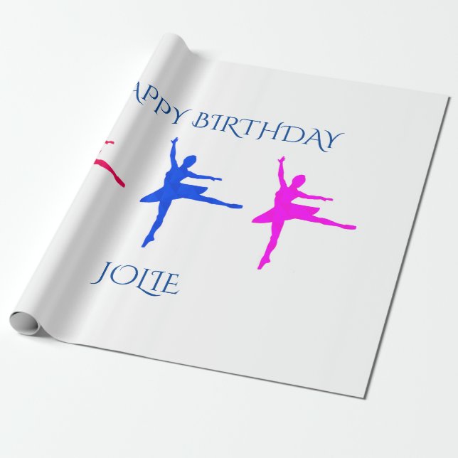 Ballerina birthday wrapping paper.  Custom name. Wrapping Paper (Unrolled)