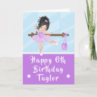Ballerina Black Hair Girl Purple Happy Birthday Ca