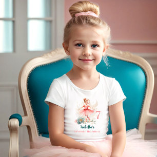 Ballerina Blonde Pink Teal Name Birthday Girl T-Shirt
