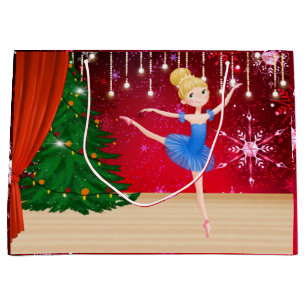Ballerina Blue Tutu Ballet Christmas Holiday Large Gift Bag