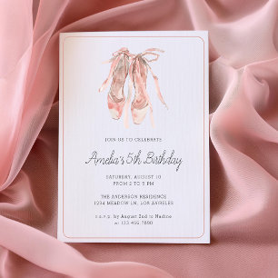 Ballerina Blush Pink Dance Girly 5th Birthday  Invitation
