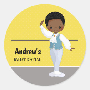 Ballerina boy - choose background colour classic round sticker