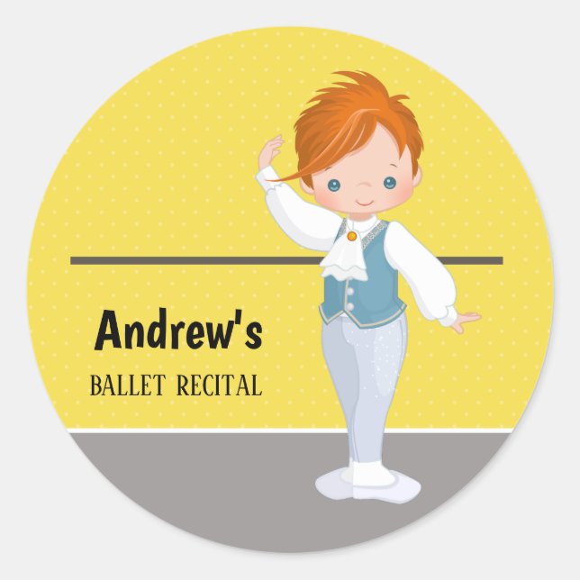 Ballerina boy - choose background colour classic round sticker (Front)