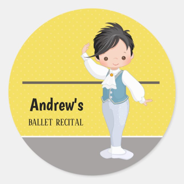 Ballerina boy - choose background colour classic round sticker (Front)