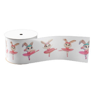 Ballerina Bunnies In Pink Tutus Grosgrain Ribbon