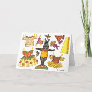 Ballerina Bunny Halloween Paper Doll card