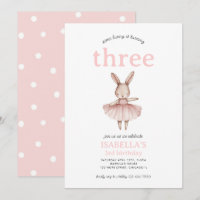 Ballerina Bunny Pink Rabbit Cute Girl 3rd Birthday