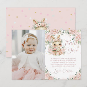 Ballerina Bunny Rabbit 1st 2nd 3rd Birthday Photo Thank You Card