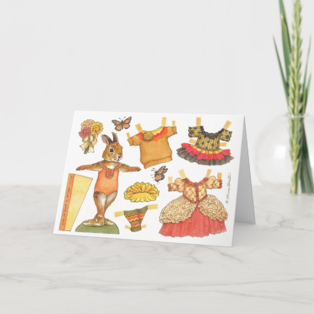 Ballerina Bunny Thanksgiving Paper Doll card (Front)