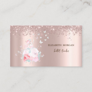 Ballerina Butterflies Confetti Rose Gold Business Card