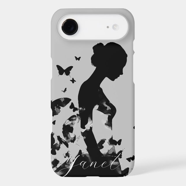 Ballerina Butterflies Silhouette Modern Name (Back)