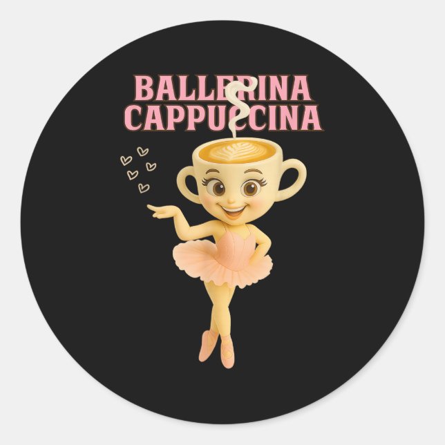 Ballerina Cappuccina Italian Brainrot Meme Kids Gi Classic Round Sticker (Front)
