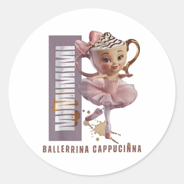 Ballerina Cappuccino Italian Brainrot Meme Humour  Classic Round Sticker (Front)