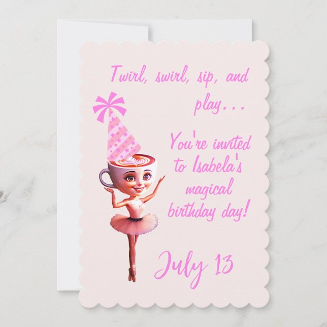 Ballerina Cappucina Birthday Customisable Invitation (Front)