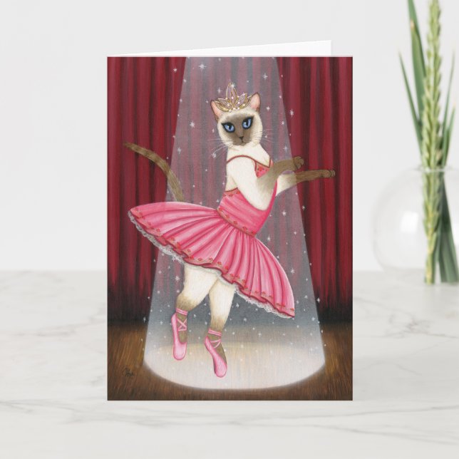 Ballerina Cat Chocolate Point Siamese Greeting Car Card (Front)