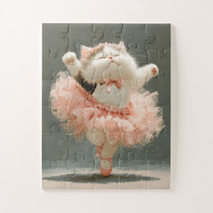 Ballerina Cat in Pink Tutu Jigsaw Puzzle