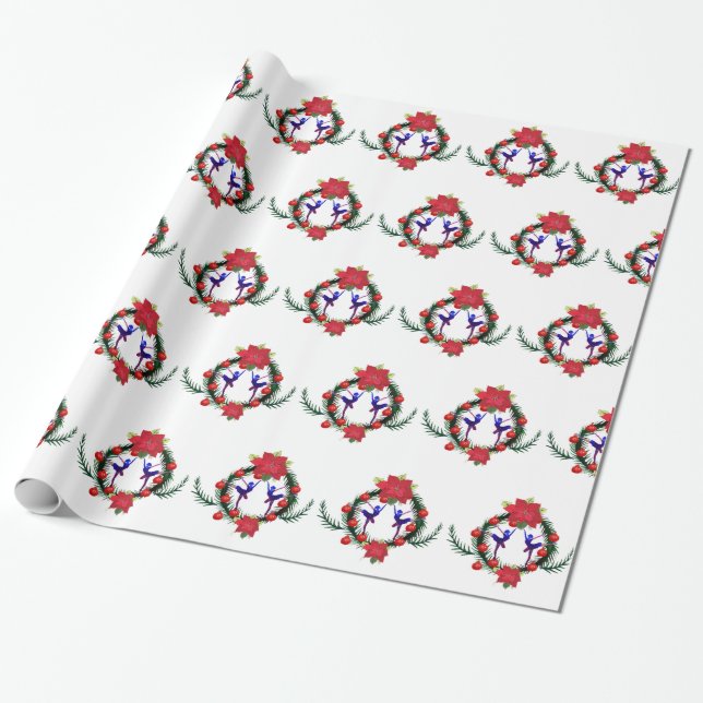 Ballerina Christmas New Year Wrapping Paper (Unrolled)
