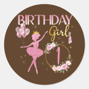 Ballerina Classic Ballet Dancer Birthday Party Round Sticker