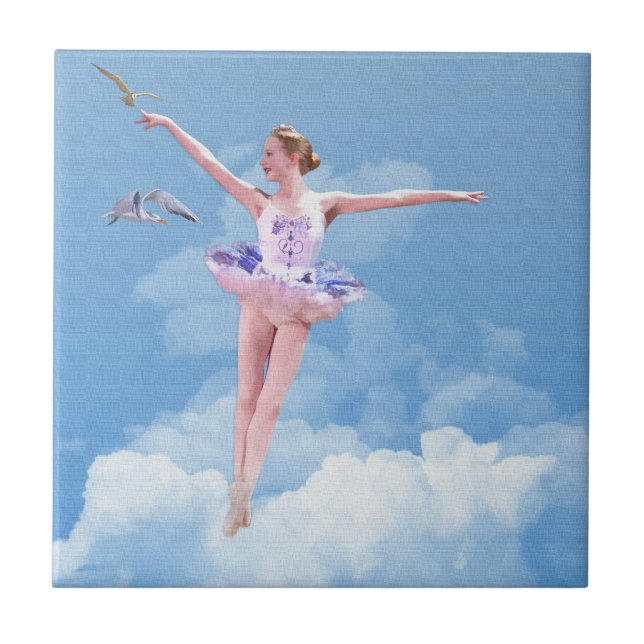 Ballerina, Clouds, Birds Tile (Front)