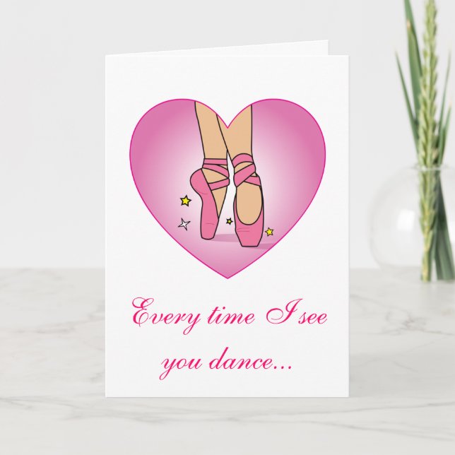 Ballerina Congratulations Ballet Shoes in Heart Card (Front)