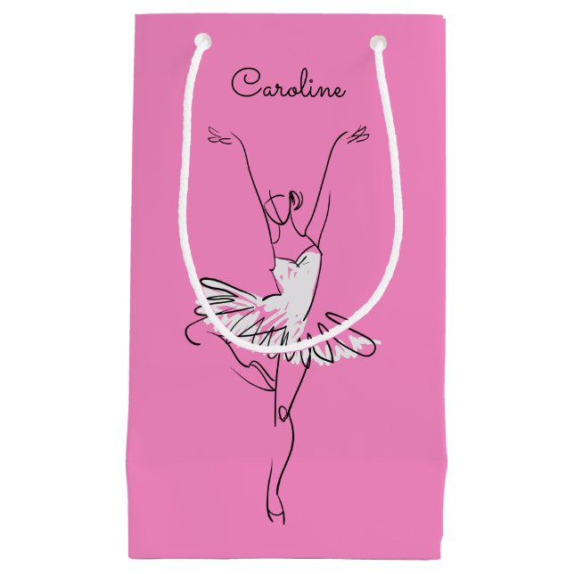 Ballerina custom name & colour gift bags (Front)