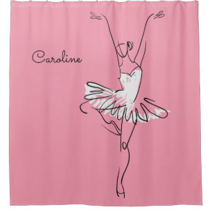 Ballerina custom name & colour shower curtain