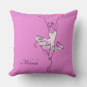 Ballerina custom name & colour throw pillows