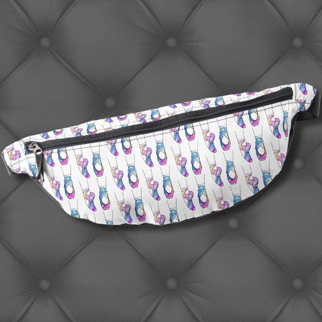 Ballerina Cute Ballet Bum Bags (Cute Blue Pink Ballerina Shoes Watercolor Ballet Fanny Pack)