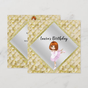 Ballerina Cute Birthday Party INVITATION mermaid