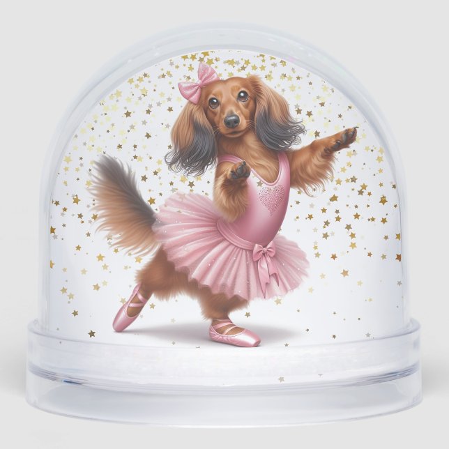 BALLERINA DACHSHUND SNOW GLOBE (Front)