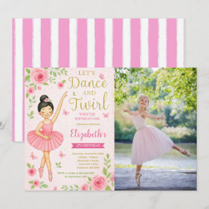 Ballerina Dance and Twirl Birthday Photo Invitation