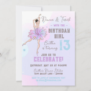 Ballerina Dance and Twirl Teen Birthday Invitation