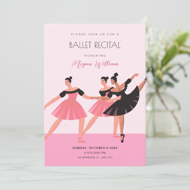 Ballerina dance ballet recital invitation (Standing Front)