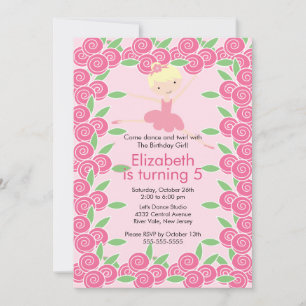 Ballerina Dance Birthday Invitation