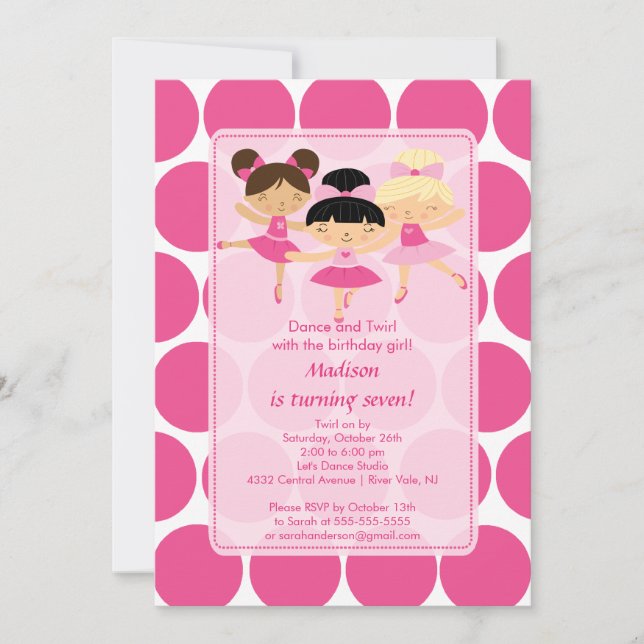 Ballerina Dance Birthday Invitation (Front)