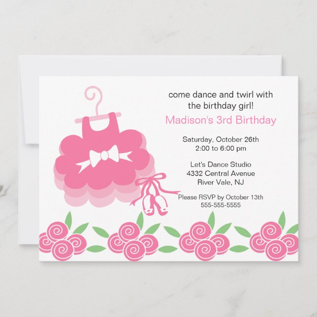 Ballerina Dance Birthday Invitation (Front)
