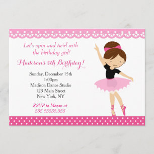 Ballerina Dance Birthday Party Invitation