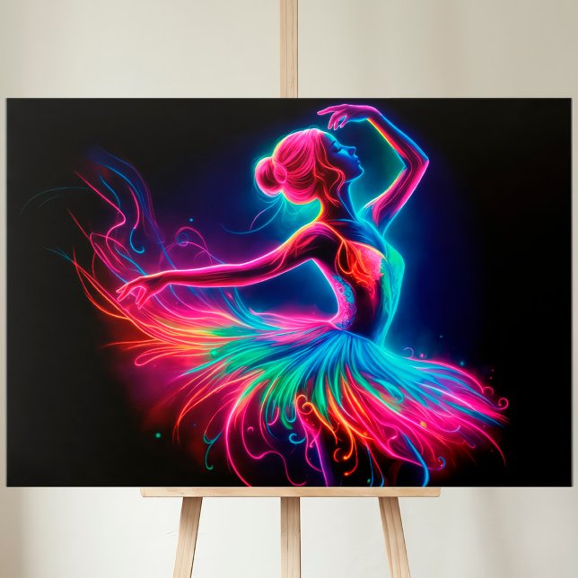 Ballerina dance colourful elegant girl bright neon canvas print (Creator Uploaded)