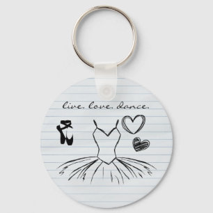 Ballerina Dance Doodles and Notebook Paper Ballet Key Ring
