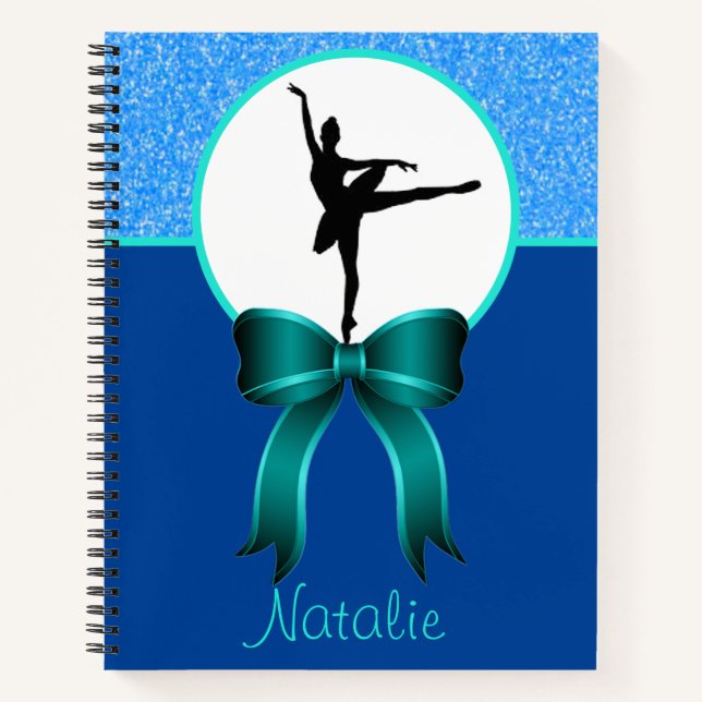 Ballerina Dance Glitter and Bow Notebook (Front)