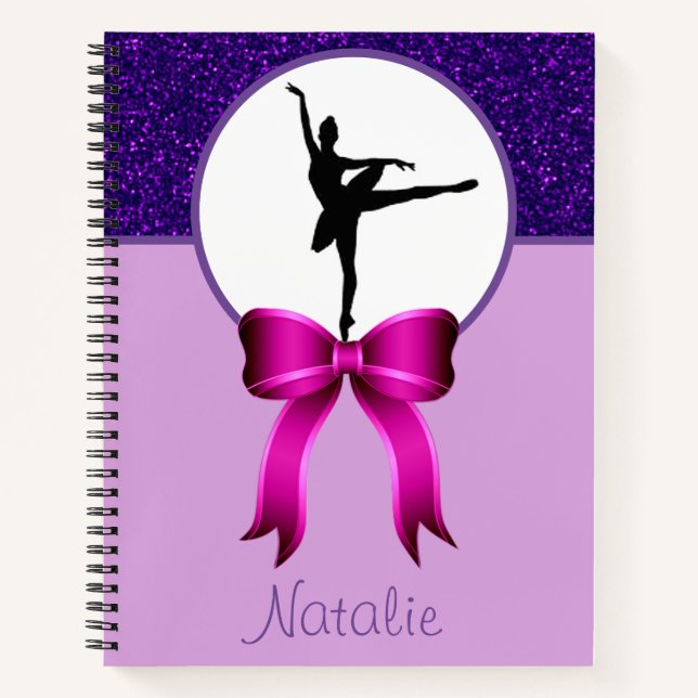 Ballerina Dance Glitter and Bow Notebook (Front)