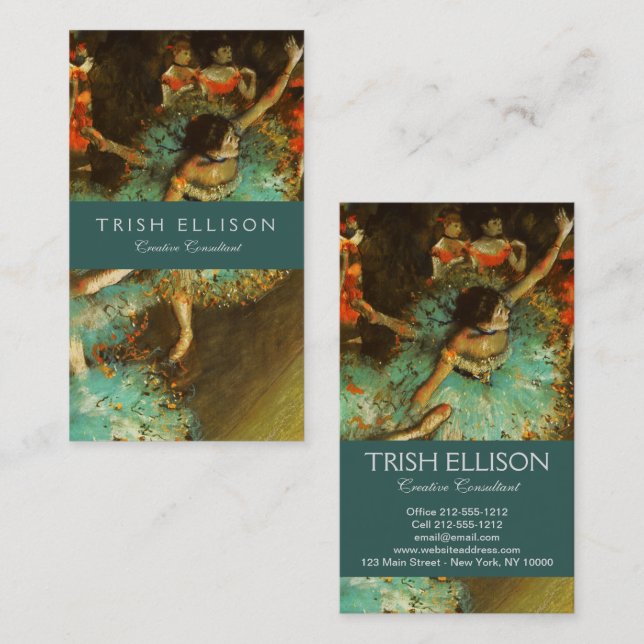 Ballerina Dance Green Dancer Edger Degas Painting Business Card (Front/Back)