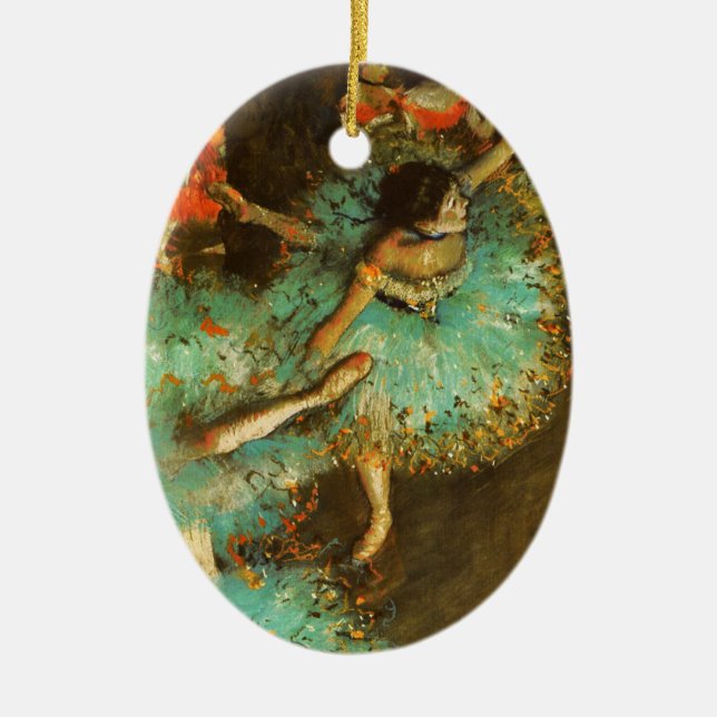 Ballerina Dance Green Dancer Edger Degas Painting Ceramic Tree Decoration (Front)