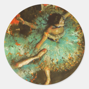 Ballerina Dance Green Dancer Edger Degas Painting Classic Round Sticker